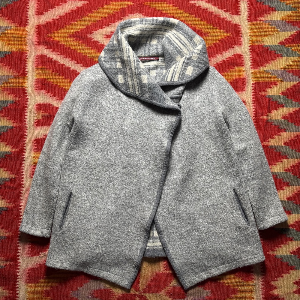 Chiaramente Italy Women's Wrap Jacket Grey Wool Blend Size S Asymmetric Pockets